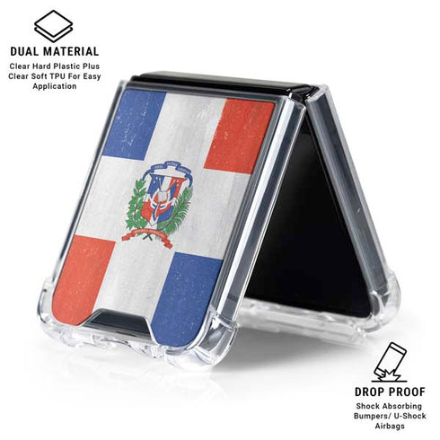 Dominican Republic Flag Distressed Galaxy Z Flip6 Clear Case